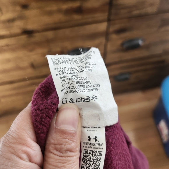Under Armor Hoodie Men M Hustle Burgundy Fleece Pull Over Casual Warm Y2K Winter - Picture 15 of 16